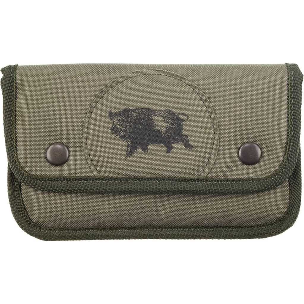 Pochette à balle genet toile verte 10 tubes écusson sanglier JANUEL